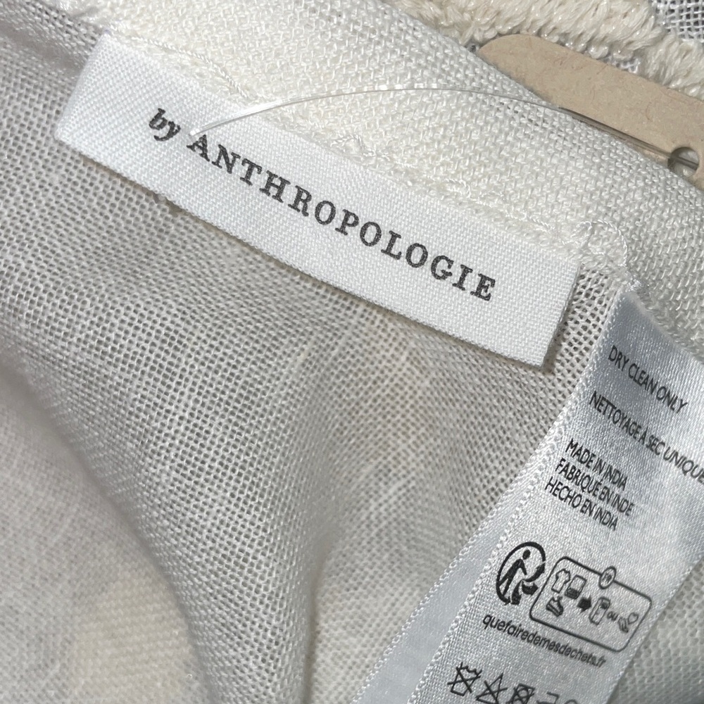 Anthropologie Embroidered Manette Cotton Linen Sheer Café Curtains, Set of 2 - Picture 3 of 8